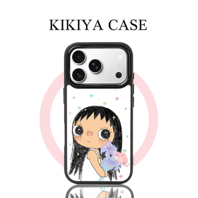 KIKICASE原创韩系萌娃小玉手机壳适用苹果华为小米14UltraOPPO荣耀一加等所有全系安卓机型创意不掉色不顶膜