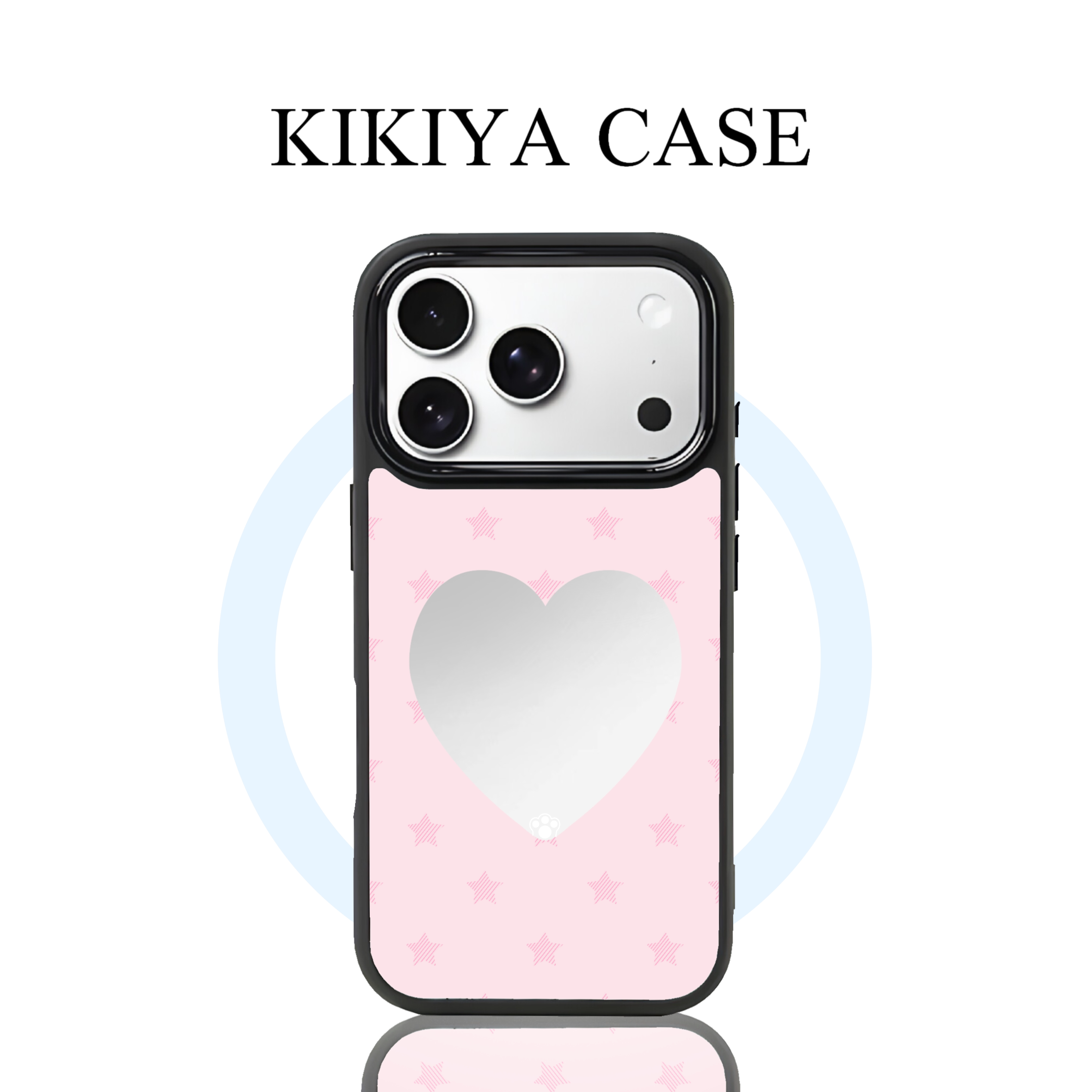 化妆镜联名kikiya淡雅镜面适用苹果16ProMax手机壳iPhone15pro网红14plus同款13防摔12全包1
