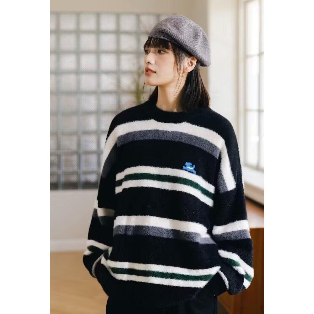 圆领毛衣针织衫男潮牌帅气秋冬季打底衫2024新款男士气质修身上衣