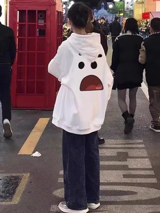 韩版学院风连帽卫衣女宽松bf慵懒套装牛仔阔腿裤盐系秋冬季两件套