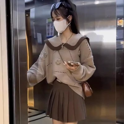 棉春秋冬茶系穿搭学院风两件套装