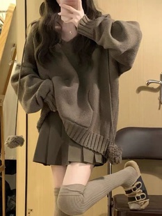 茶系穿搭一整套秋冬装奶糯风小个子毛衣半身裙子显瘦韩剧两件套装