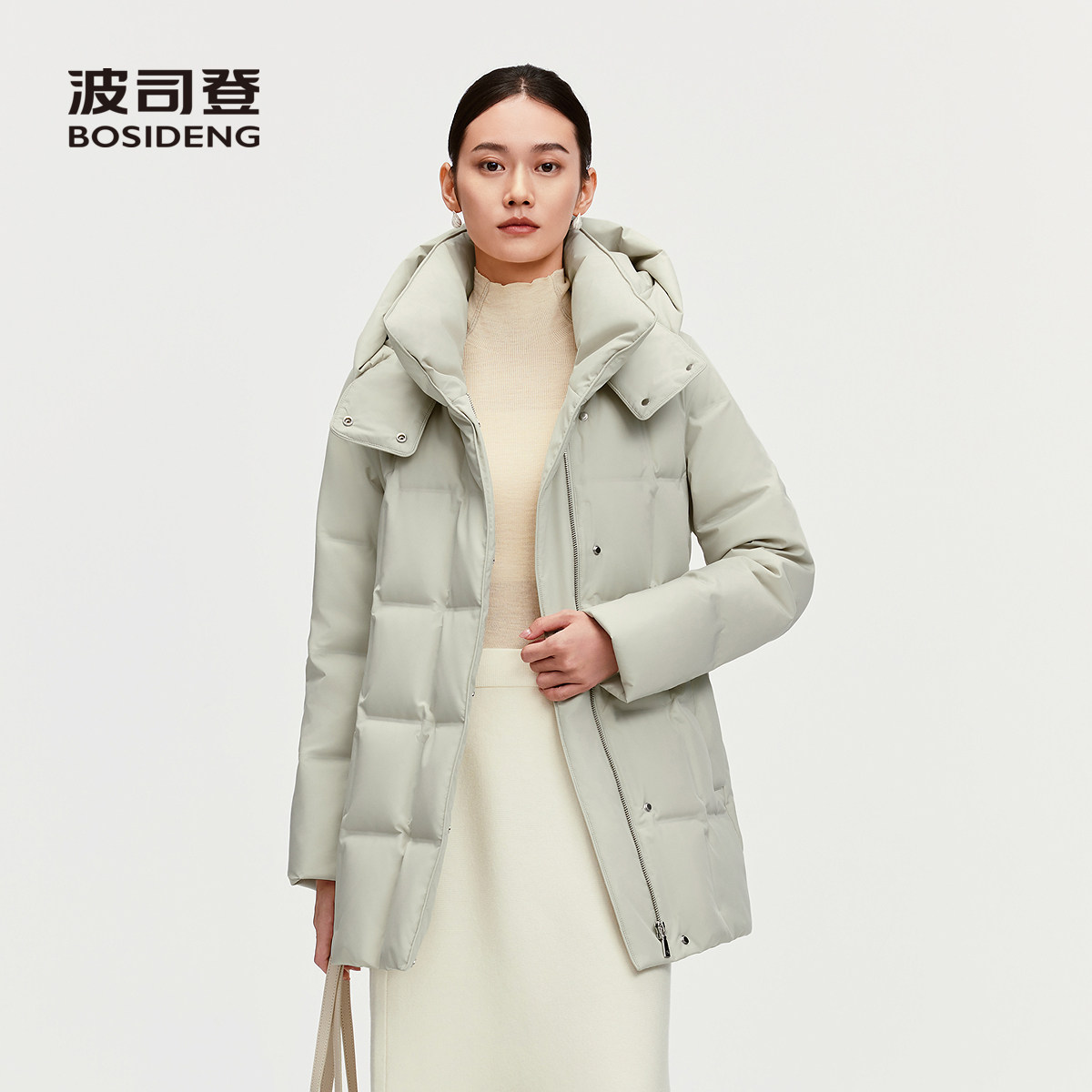 波司登羽绒服26新款女中长款连帽修身显瘦保暖鹅绒服通勤外套简约