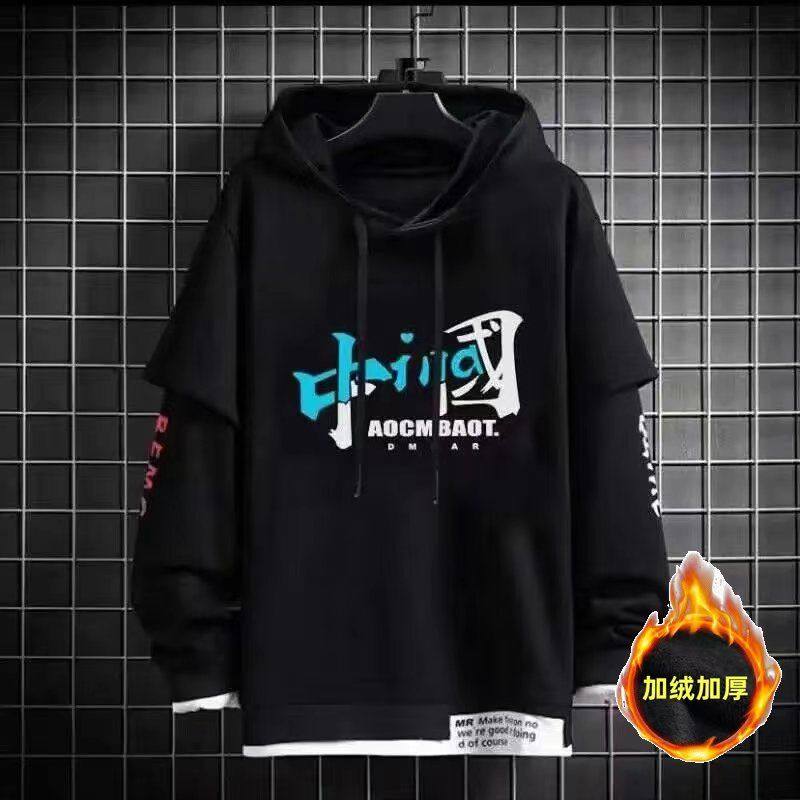 假两件连帽卫衣男秋冬款字母印花外套潮牌青少年休闲运动帅气上衣,男装,卫衣,淘宝优惠券,粉丝福利购,淘宝优惠卷