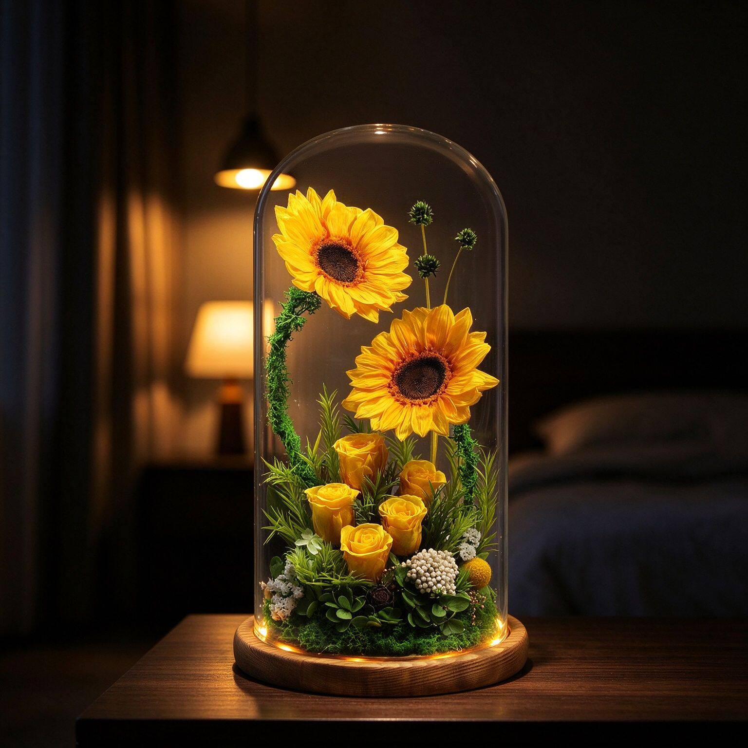 特大向日葵花艺摆件永生花真花花束礼盒教师节干花礼物毕业季礼品