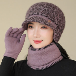 冬季中老年人帽子女护耳毛线针织帽老太太保暖棉帽奶奶妈妈加绒帽
