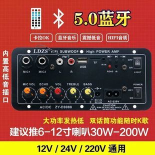 蓝牙功放板单声道12v24v220v重低音蓝牙音箱功放板主板6-12寸喇叭