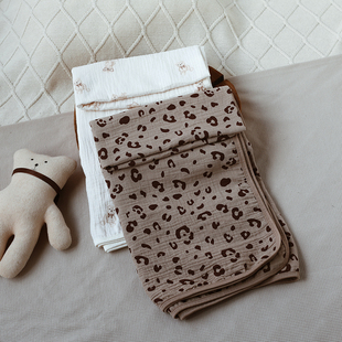 婴姿婴儿纱布浴巾纯棉纱布双层浴巾宝宝洗澡专用大毛巾儿童浴巾