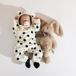 纯棉宝宝长袖 6月春秋季 衣服无骨哈衣萌 连体衣0 婴姿新生婴儿长袖