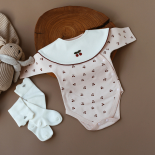 婴姿新生婴儿包屁衣长袖 宝宝三角哈衣亲肤纯棉周岁休闲爬服 春秋款