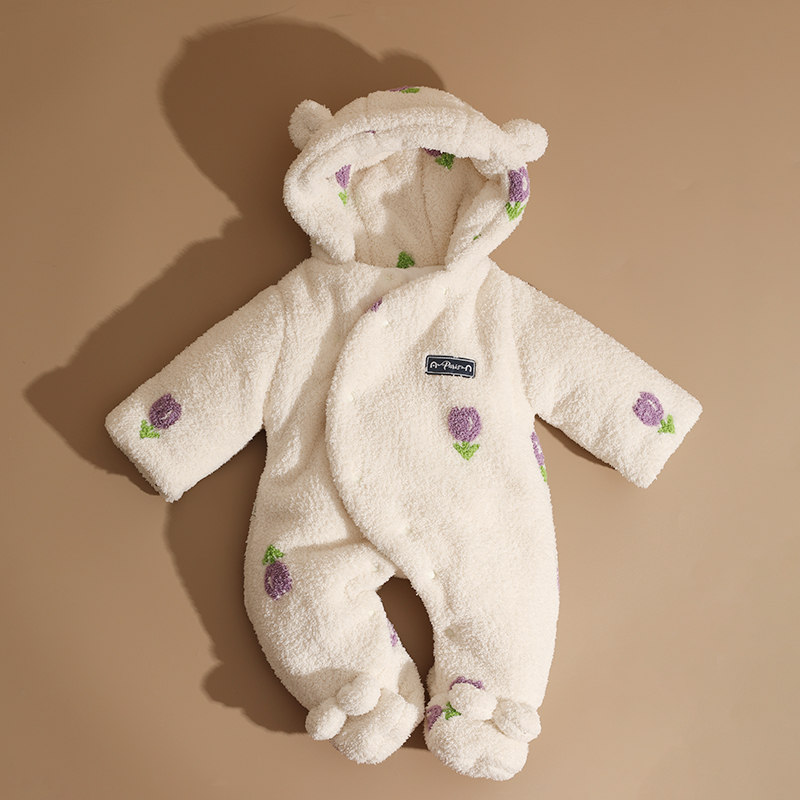 新生婴儿夹棉加厚衣服秋冬连体衣