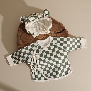 婴姿初生婴儿衣服纯棉春秋无骨新生儿半背衣52码 a类 出生宝宝套装