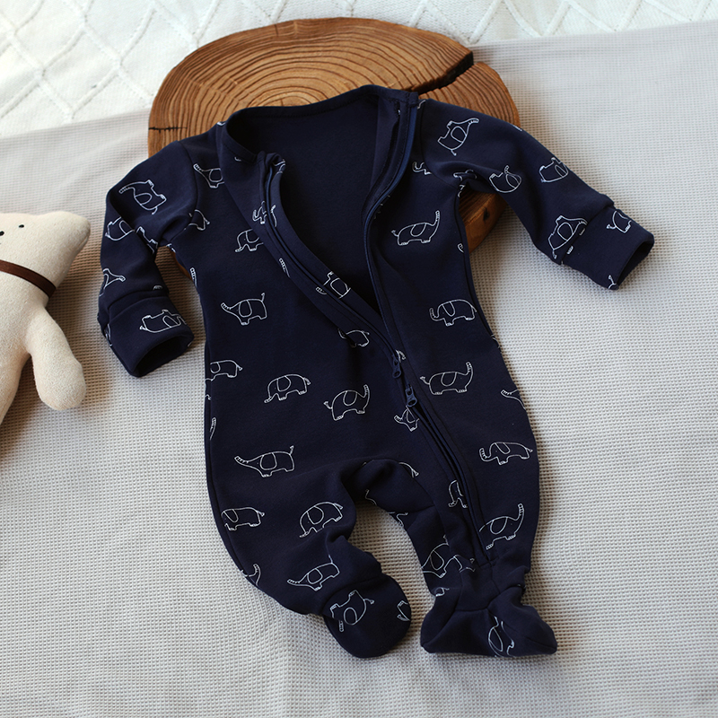 新生婴儿外出爬服春秋纯棉连体衣