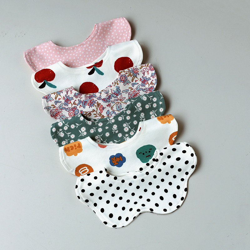 婴姿韩系ins高颜值碎花纯棉婴儿宝宝口水巾双面可用围兜吃饭围兜,婴童用品,口水巾,淘宝优惠券,粉丝福利购,淘宝优惠卷