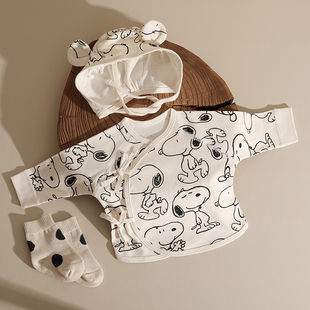 婴姿新生婴儿儿衣服春秋婴儿半背衣0一3月纯棉上衣斜襟护肚和尚服