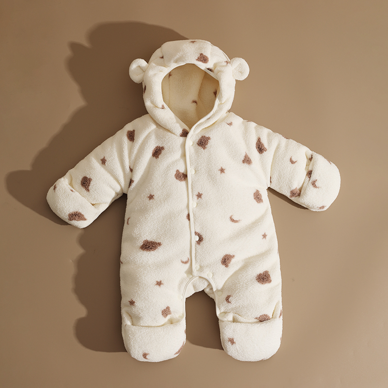 thumbnail for Infant onesies, winter thickened warm outings, cotton clothes, baby foot clothes, winter clothes, hugging clothes, cotton cotton clothes