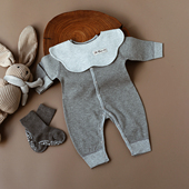 婴姿宝宝条纹连体衣春秋婴儿长袖 哈衣爬服简约休闲衣服纯棉新生儿