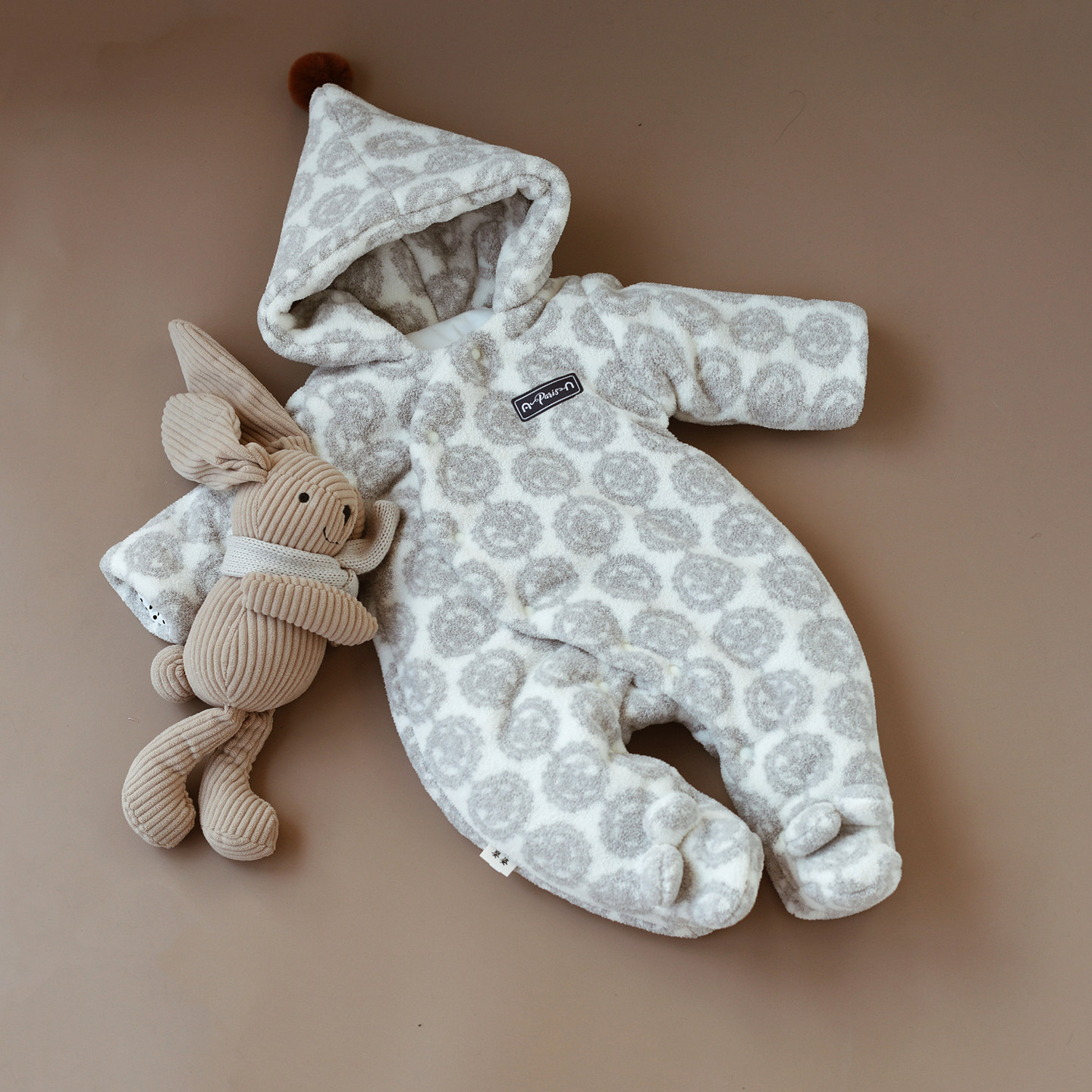 婴姿婴儿冬装外出服新生儿宝宝包脚连体衣加厚保暖小月龄抱服棉服