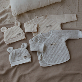 纯棉 3月夹棉保暖a类衣服52码 婴姿初生婴儿半背衣秋冬季 新生儿0