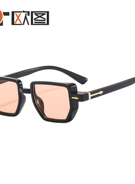 欧图新款小框不规则男女士个性朋克太阳镜PC材质防紫外线休闲墨镜