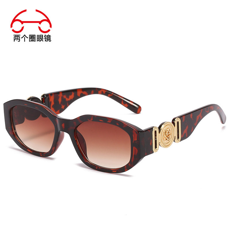 两个圈 欧美新款小方框人头装饰太阳镜个性潮流多边形眼镜