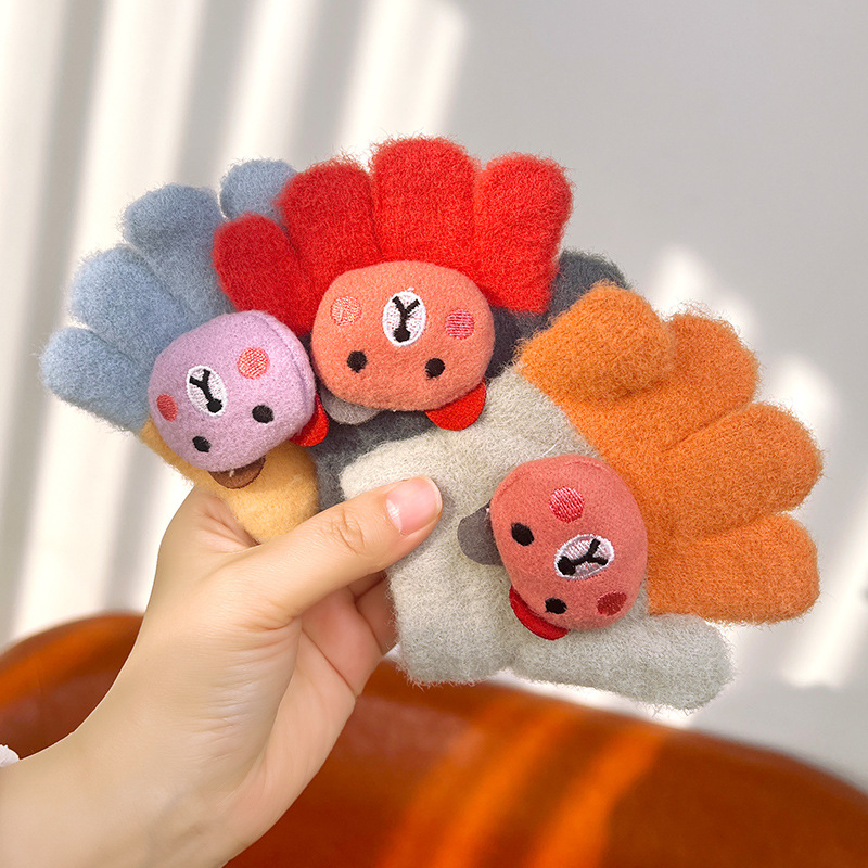 小童婴幼儿手套户外分指玩耍手套秋冬天加绒加厚可爱保暖五指手套