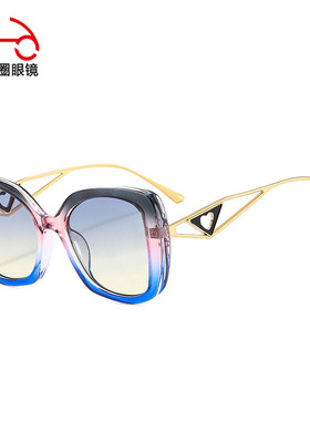 两个圈 2022秋季彩色大框拼色太阳镜户外女士爱心派对墨镜3216