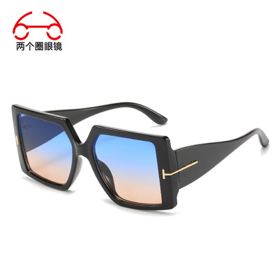 两个圈 欧美大框方形T字墨镜男女个性时尚太阳镜sunglasses20814