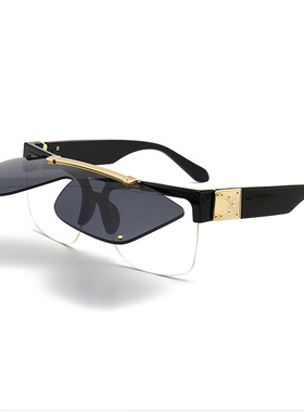 外贸新款摩登复古面具式翻盖太阳镜风大牌墨镜