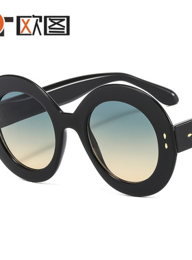 M386圆型大框米钉欧美男女士太阳镜ins网红时尚穿搭出游墨镜