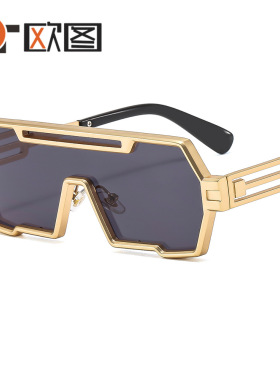 2024新款朋克个性金属连体太阳镜男女士个性炫酷跨境墨镜T22107