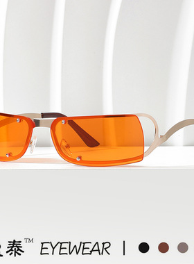 金属镂空椭圆太阳镜Y2K蒸汽朋克复古墨镜街拍凹造型千禧太阳眼镜