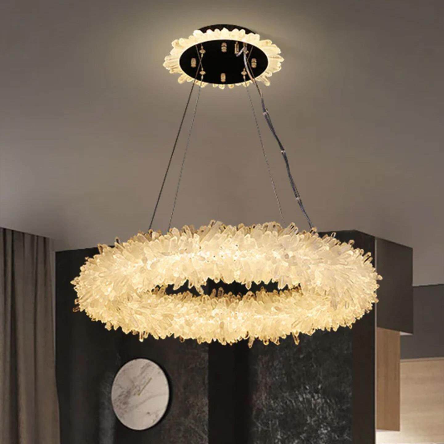 中山工厂直销现代轻奢捷克进口天然石英石水晶灯高端客厅餐厅卧室