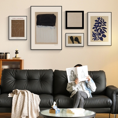 侘寂风客厅组合装饰画抽象挂画