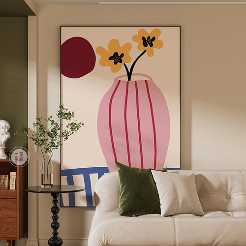 现代简约美式复古小众样板间客厅餐厅玄关装饰画卧室壁画艺术挂画