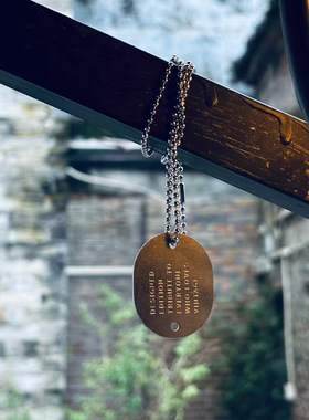 美式复古字母军牌吊坠项链嘻哈狗牌蹦迪土酷兵挂件