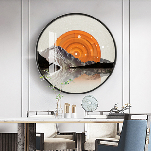 福分画圆形画晶瓷画玄关装饰画卧室挂画金属框画框画壁画