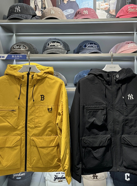 MLB专柜正品25年新款男女运动休闲连帽冲锋衣夹克外套3AWJB0554