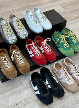 2024新款复古dvn德训鞋男女savi同款拼色圆头板鞋反绒皮休闲鞋