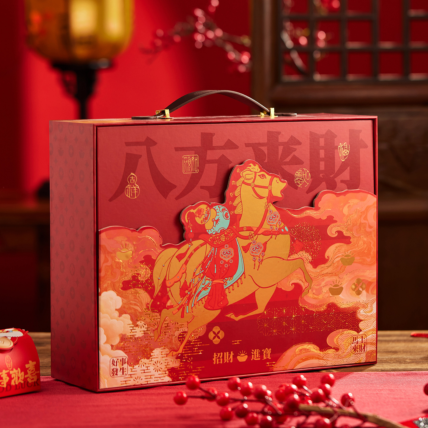 2026新年年货手提翻盖立体盒礼盒