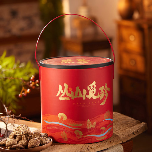 2026年新款年货菌菇手提抱抱桶