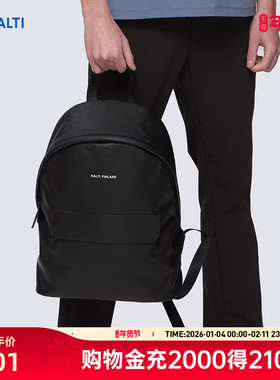 HALTI哈尔迪男女同款PU黑色电脑双肩背包商务旅行包HBPEA51318S
