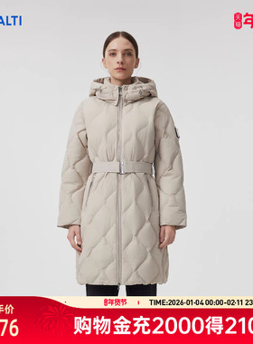HALTI哈尔迪女士90鹅绒防泼水中长款鹅绒羽绒服HDTFA29368S