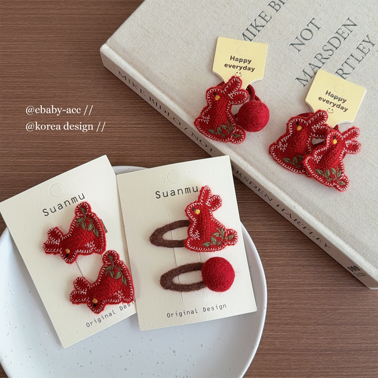 儿童新年韩版红色针织小兔发圈女甜美可爱羊毛毡发夹马尾头饰头绳,童装/婴儿装/亲子装,发饰,淘宝优惠券,粉丝福利购,淘宝优惠卷