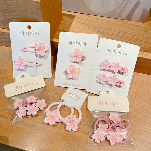 温柔樱花奶油粉色花朵少女发夹BB甜美刘海侧边头饰发卡日系发饰