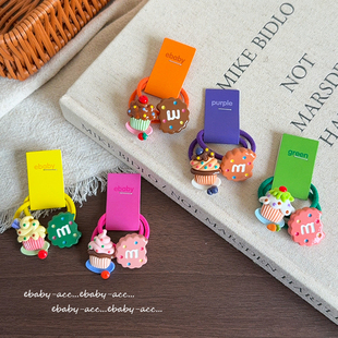 女童扎头发橡皮筋不伤发彩色M豆发圈糖果色小揪揪马尾头绳