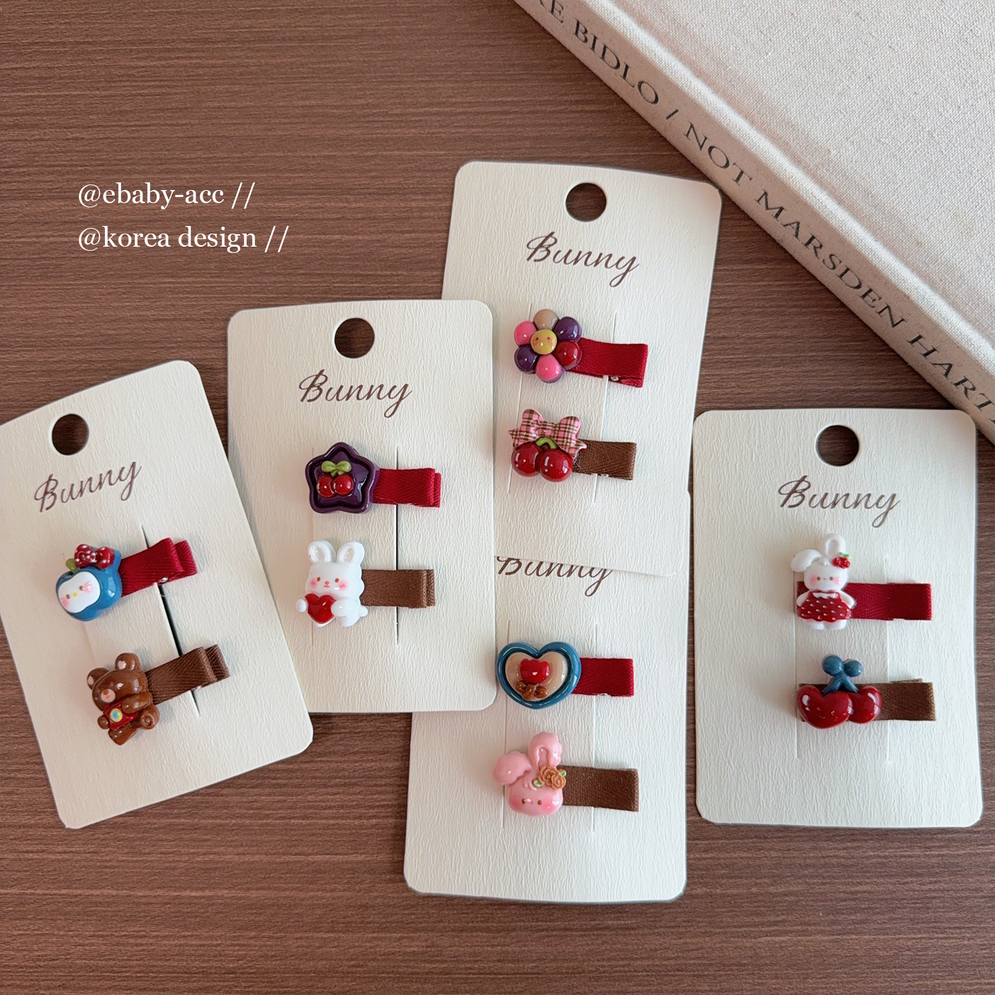 新款复古色系卡通夹甜美侧边发夹