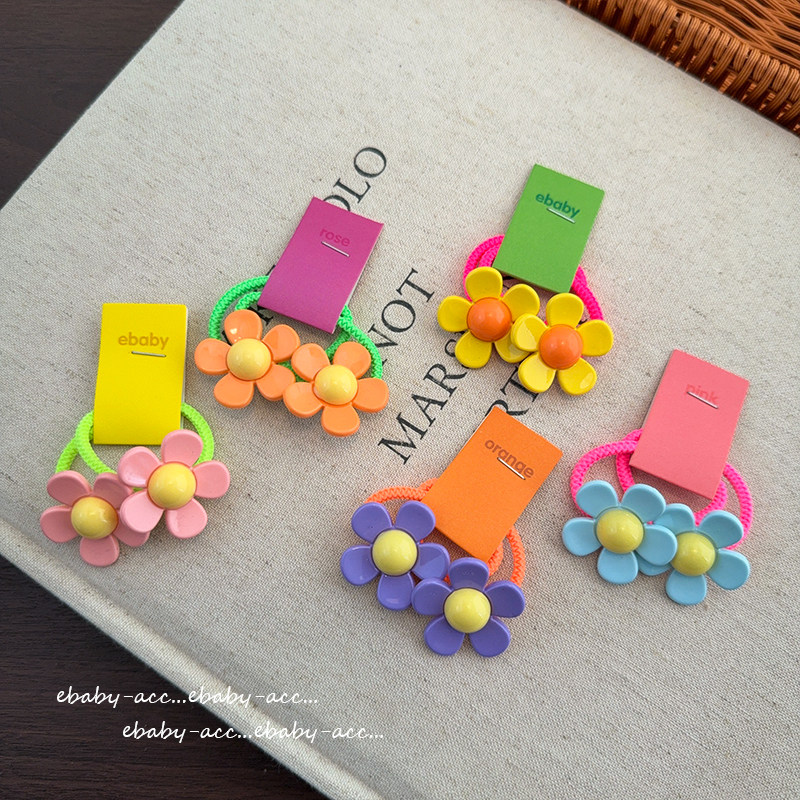 春夏新女童可爱甜美彩色糖果色花朵发圈小揪揪扎头发马尾头绳发绳