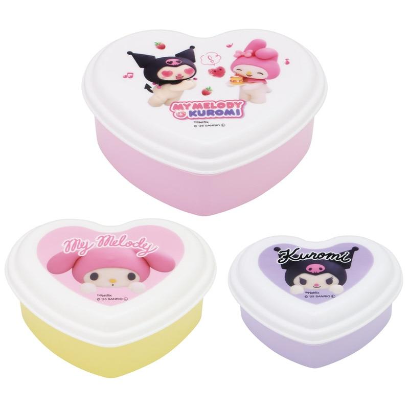 日本进口Skater酷洛米美乐蒂爱心形状便当点心水果盒大小三个装