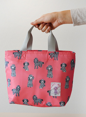 清仓Little Miss poodle粉色可爱狗狗印花便当包 午餐饭盒保温袋